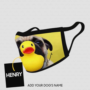 Personalized Dog Gift Idea - Pug With A Duck For Dog Lovers - Cloth Mask